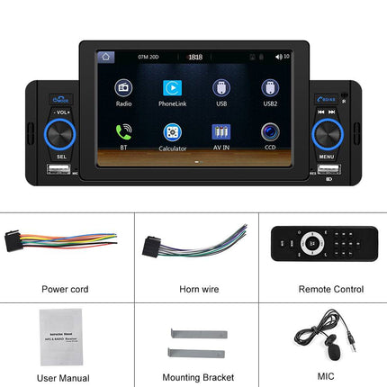 Android Auto Inbouw Radio Speler Digitaal LED Display Scherm met Bluetooth Aux 1DIN Mirrorlink Fm - VCTparts.nl