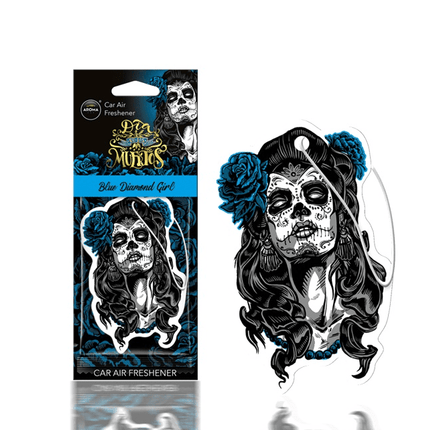 AROMA CAR AROMA CAR AROMA Dia de los Muertos Auto Luchtverfrisser Stoere Schedel - Blue Diamond Girl AMiO 1