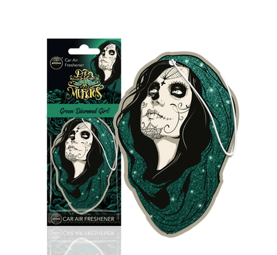 AROMA CAR AROMA Dia de los Muertos Auto Luchtverfrisser Stoere Schedel - Green Diamond Girl
