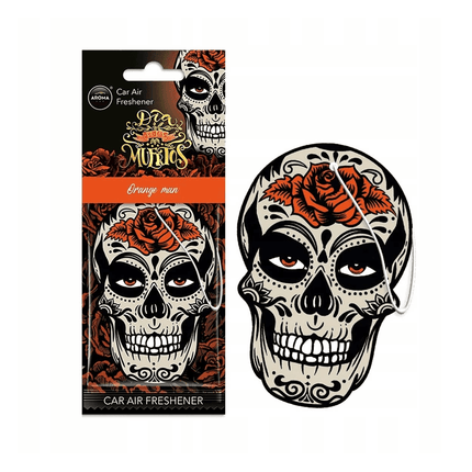 AROMA CAR AROMA CAR AROMA Dia de los Muertos Auto Luchtverfrisser Stoere Schedel - Orange Man Island Driftwood AMiO 1