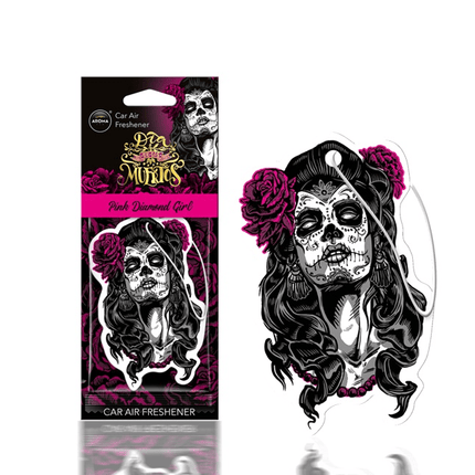 AROMA CAR AROMA CAR AROMA Dia de los Muertos Auto Luchtverfrisser Stoere Schedel - Pink Diamond Girl AMiO 2