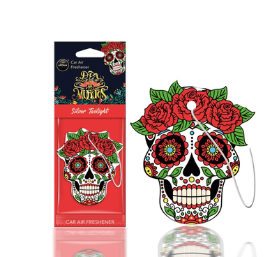 AROMA CAR AROMA Dia de los Muertos Auto Luchtverfrisser Stoere Schedel - Silver Tattoo