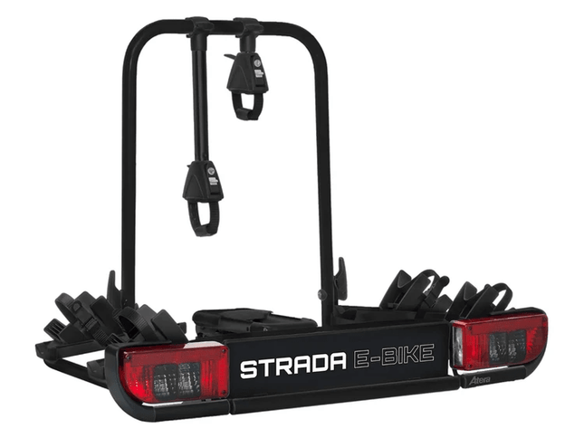 Atera Atera Strada E-Bike Zwart Fietsendrager 2 E-Bikes Aluminium voor Trekhaak met Frame- en Wielbevestiging 13-polige Aansluiting Afsluitbaar Kantelbaar Harvest Automotive 1