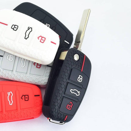 Audi Sleutel Hoes Siliconen Cover zwart Rood [A - RS - Q - TT] - VCTparts.nl