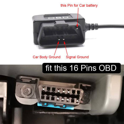 Auto Dashcam Continue Voeding Hardwire OBD Kabel Voeding Mini USB [3.5M 12v/24v] - VCTparts.nl