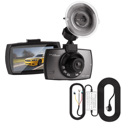 VCTparts Auto Dashcam HD 1080P 1CH Dashboard Video Recorder met Nachtzicht + Continue Voeding Zwart Combideal 1
