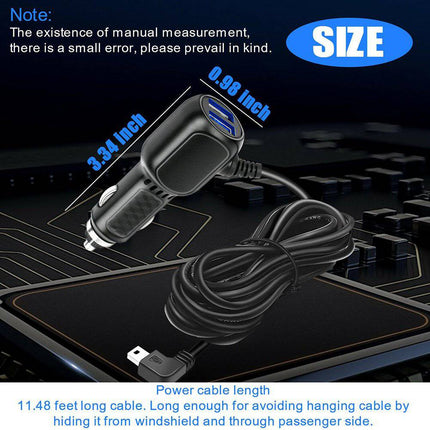 VCTparts Auto Dashcam Voeding Kabel Micro USB met 2 USB - A Poorten [3.5M 12v/24v] NORGOS 4