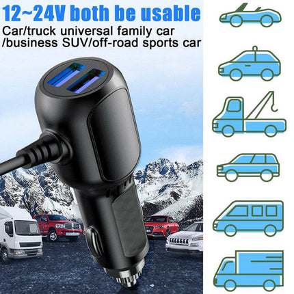 VCTparts Auto Dashcam Voeding Kabel Mini USB met 2 USB - A Poorten [3.5M 12v/24v] NORGOS 5