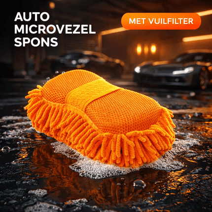 Auto Microvezel Spons - Autospons met Vuilfilter voor Streeploos Wassen en Reinigen - Oranje - VCTparts.nl