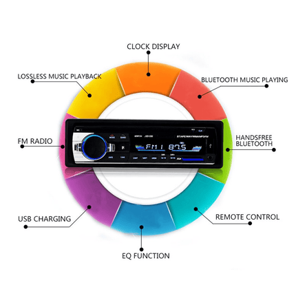 VCTparts Auto Radio Inbouw Speler Digitale Bluetooth met Aux en RGB LED NORGOS 5