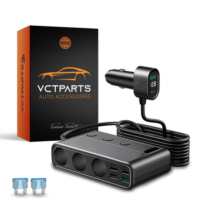 Autolader met Sigarettenaansteker Splitter 154W - 3x 12V Aansluiting 4x USB A en USB C Snellader