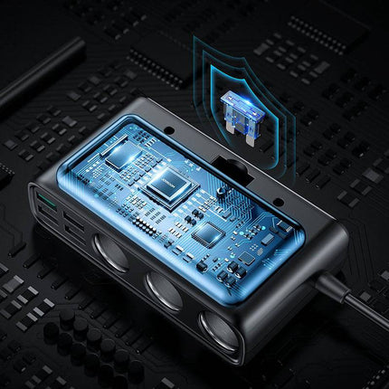 Autolader met Sigarettenaansteker Splitter Snellader 154W Zwart [3 x 12V 4 x USB - A USB - C QC3.0 USB - A] - VCTparts.nl