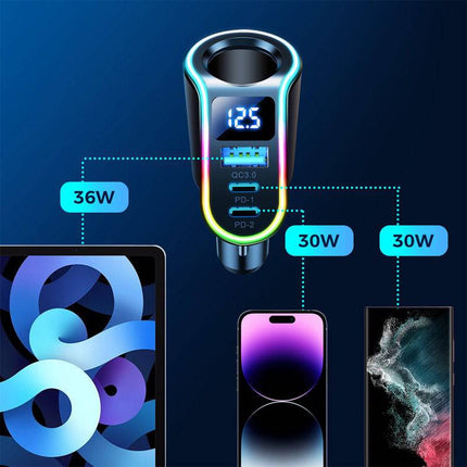 VCTparts Autolader Snellader 4in1 USB - A en USB - C 150W Zwart - Fast Car Charger VCTparts 4