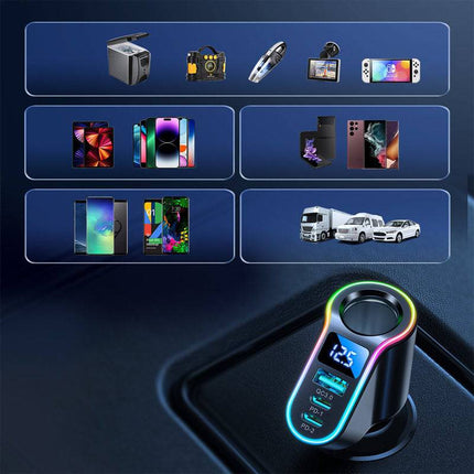 VCTparts Autolader Snellader 4in1 USB - A en USB - C 150W Zwart - Fast Car Charger VCTparts 2