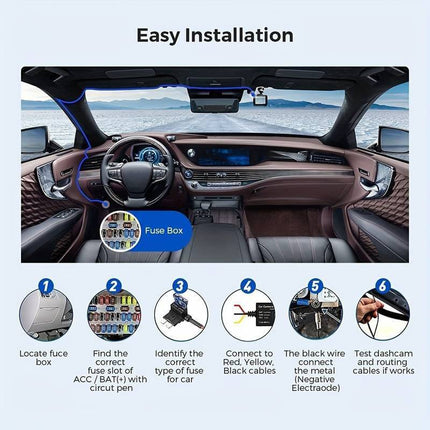 AZDome AZDome Auto Dashcam Continue Voeding Hardwire Kabel Voeding Micro USB [3.5M 12v/24v] NORGOS 7