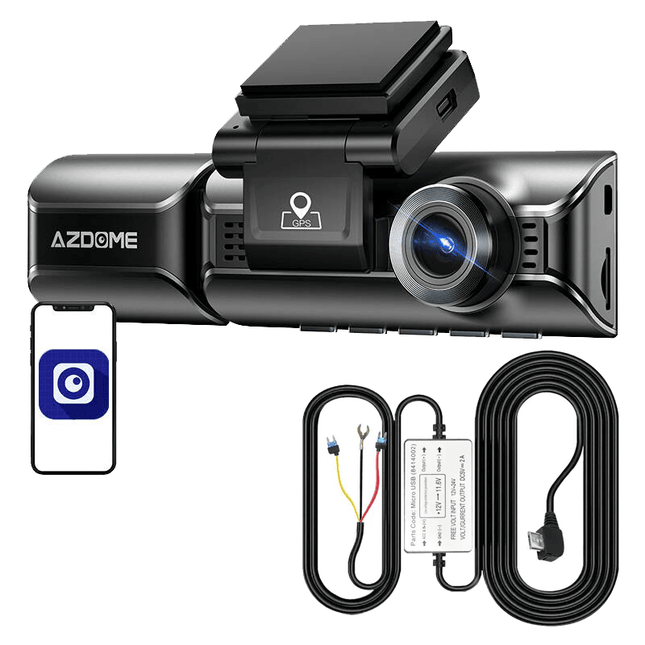 AZDome AZDome Dashcam M550 4K 1260P 3CH Wifi Auto Video Recorder met Achter Camera + Continue Voeding Zwart Combideal 1