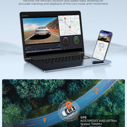 AZDome Dashcam M580 Pro 5K 3CH Wifi Auto Video Recorder 64gb + Interieur en Achter Camera Zwart - VCTparts.nl