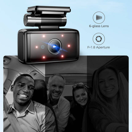 AZDome Dashcam M580 Pro 5K 3CH Wifi Auto Video Recorder 64gb + Interieur en Achter Camera Zwart - VCTparts.nl