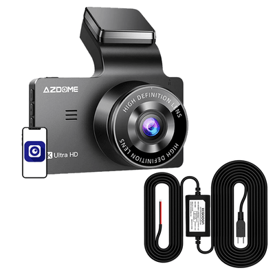 AZDome Dashcam M63 Lite True 4K Wifi Auto Video Recorder + Continue Voeding Zwart