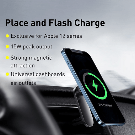 Baseus Baseus Big Energy iPhone houder MagSafe Draadloze Lader - [15W snel laden] Dashboard en Ventilatierooster Hurtel 10