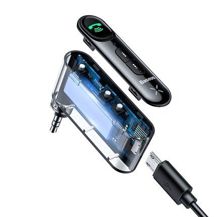 Baseus Bluetooth AUX Muziek Transmitter Autolader met Batterij Zwart - VCTparts.nl