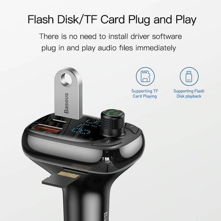 Baseus Bluetooth FM Radio Transmitter Carkit Universeel Zwart - VCTparts.nl