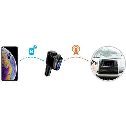 Baseus Baseus Bluetooth Muziek FM Transmitter Autolader 2x USB 3.4A Zwart Hurtel 5