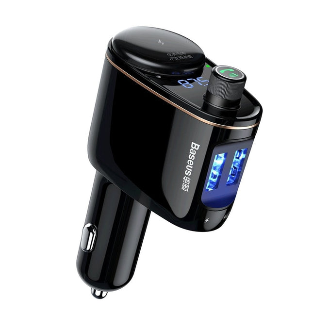 Baseus Baseus Bluetooth Muziek FM Transmitter Autolader 2x USB 3.4A Zwart Hurtel 2