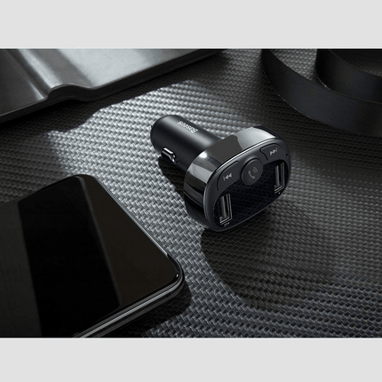 Baseus Bluetooth Muziek FM Transmitter en Dubbele USB Poort Autolader - VCTparts.nl