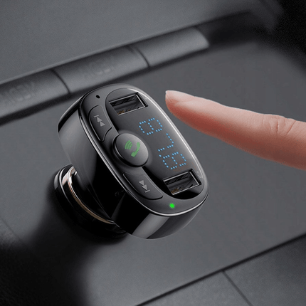 Baseus Bluetooth Muziek FM Transmitter en Dubbele USB Poort Autolader - VCTparts.nl