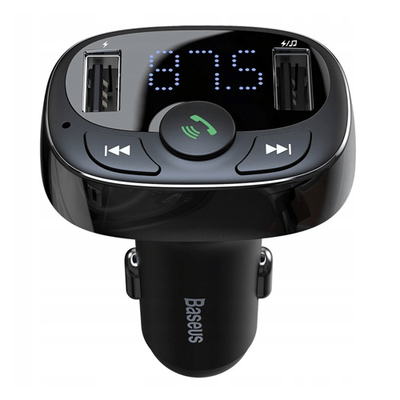 Baseus  Bluetooth Muziek FM Transmitter en Dubbele USB Poort S-09A Autolader Zwart