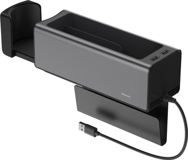 Baseus Baseus Deluxe Metal middenconsole organiser met dual USB hub 2