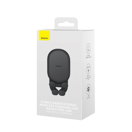 Baseus Baseus Gravity Autohouder en Draadloze Lader Telefoonhouder voor Ventilatierooster 15W (6.7 - 8.6cm) Zwart Hurtel 6