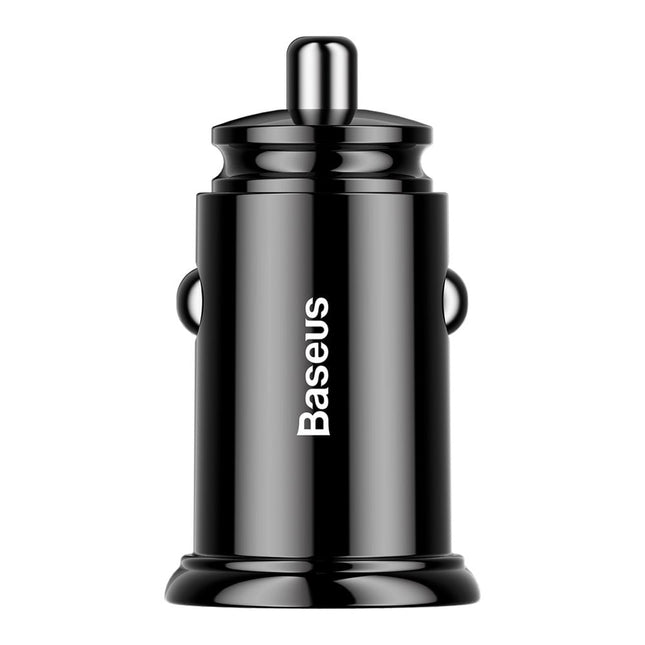 Baseus Baseus Mini Dubbele USB Autolader QC 3.0 30W Snellader Zwart Hurtel 2