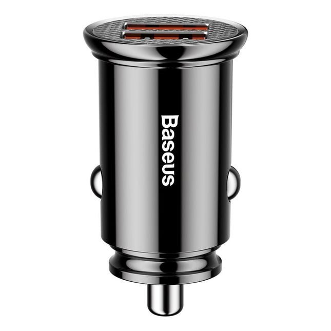 Baseus Baseus Mini Dubbele USB Autolader QC 3.0 30W Snellader Zwart Hurtel 3