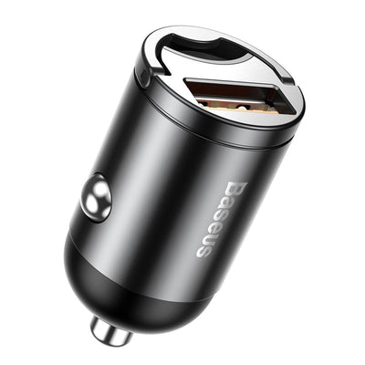 Baseus Mini USB Autolader QC 3.0 30W Snellader Grijs
