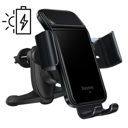 Baseus Baseus Smart Solar Power Wireless gsm houder auto op zonne energie - automatische sluiting - ventilatie auto houder - 150 mah batterij Hurtel 1
