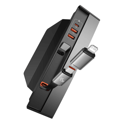 Baseus Baseus T - Space USB HUB voor Tesla Model 3 / Y zwart | Ingebouwde 45W USB - C Kabel | 5 Poorten voor Opladen van USB - A en USB - C Apparaten Hurtel 1