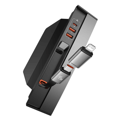 Baseus T-Space USB HUB voor Tesla Model 3 / Y zwart | Ingebouwde 45W USB-C Kabel | 5 Poorten voor Opladen van USB-A en USB-C Apparaten
