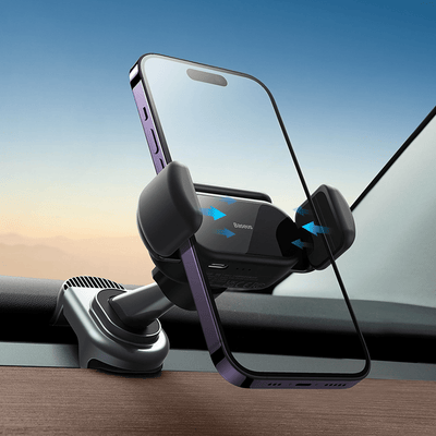 Baseus Tesla Automatische Telefoonhouder met Zonnecel voor Tesla Model 3/Y (5.4 - 7.6cm) Zwart