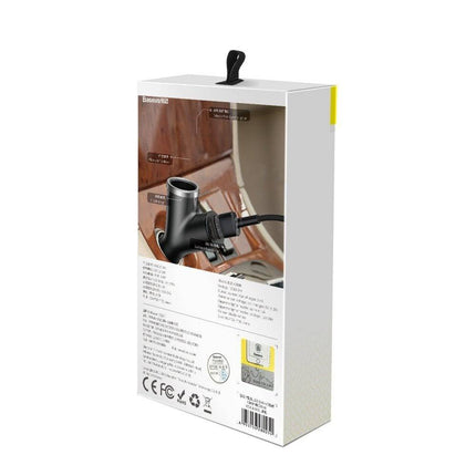 Baseus Y Type Autolader 2x USB 1x Sigarettenaansteker Splitter Zwart - VCTparts.nl