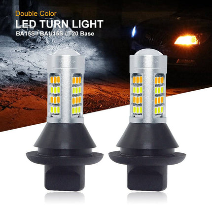 VCTparts BAU15S 1156 LED Dagrijverlichting DRL Wit met Knipperlicht Geel PY21W Canbus (set) NORGOS 7