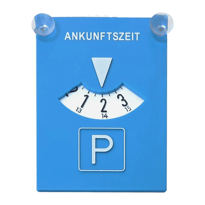 Blauwe Kaart Parkeerschijf / Parkeerkaart met Zuignap voor aan het Raam