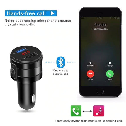 VCTparts Bluetooth FM Transmitter / Car Kit / Autolader / Muziek / GSM lader Zwart NORGOS 2