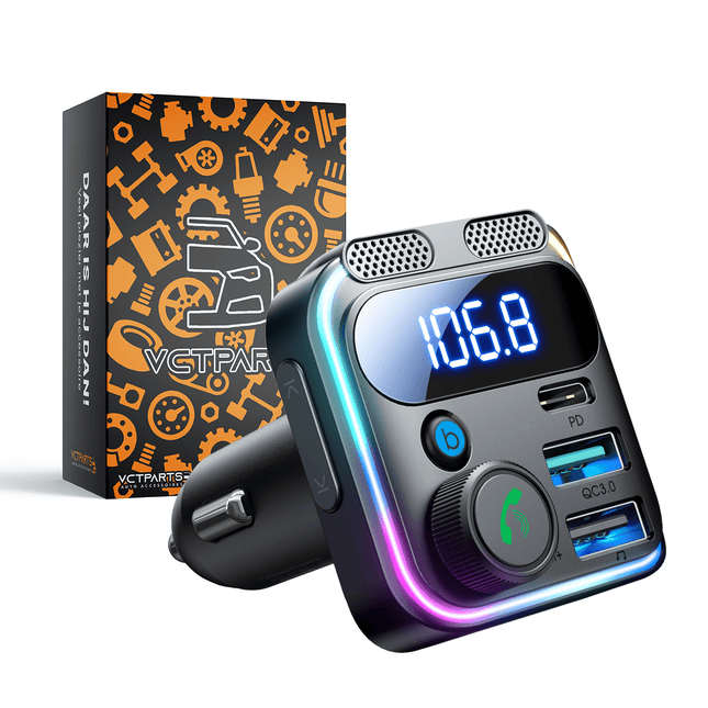 VCTparts Bluetooth Muziek FM Transmitter Pro Handsfree Bellen met BassBooster USB - C & 2x USB - A Lader Zwart VCTparts 1