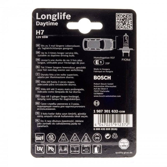 Bosch Bosch Halogeen H7 LONGLIFE Wit Dimlicht Koplamp Origineel 3000K Einparts 2