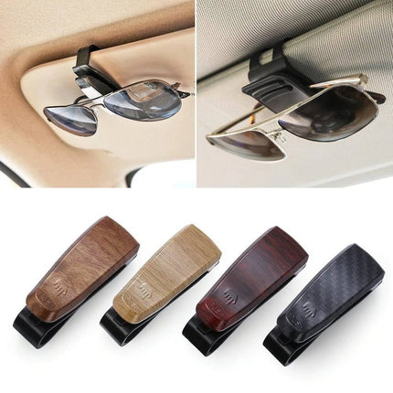 VCTparts Brillenhouder voor auto zonneklep – Dark Wood – Zonnebril houder met clip NORGOS 6