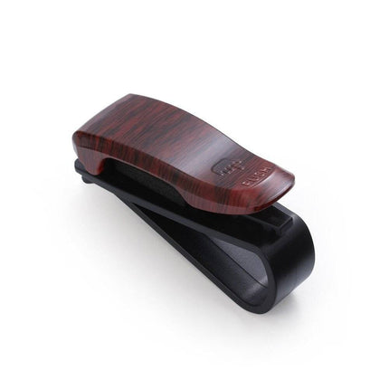 VCTparts Brillenhouder voor auto zonneklep – Dark Wood – Zonnebril houder met clip NORGOS 3