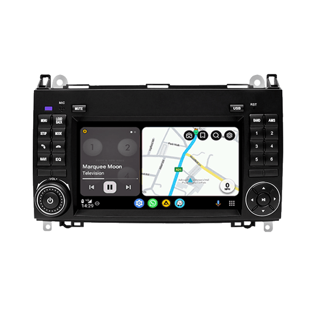CarPlay & Android Auto 7 Inch Radio voor Mercedes - Benz A - Klasse, B - Klasse, Vito, Viano, Sprinter – Draadloos 2DIN Systeem met GPS Navigatie & Touchscreen – Inbouwen / Inbouwservice / Installatie - VCTparts.nl