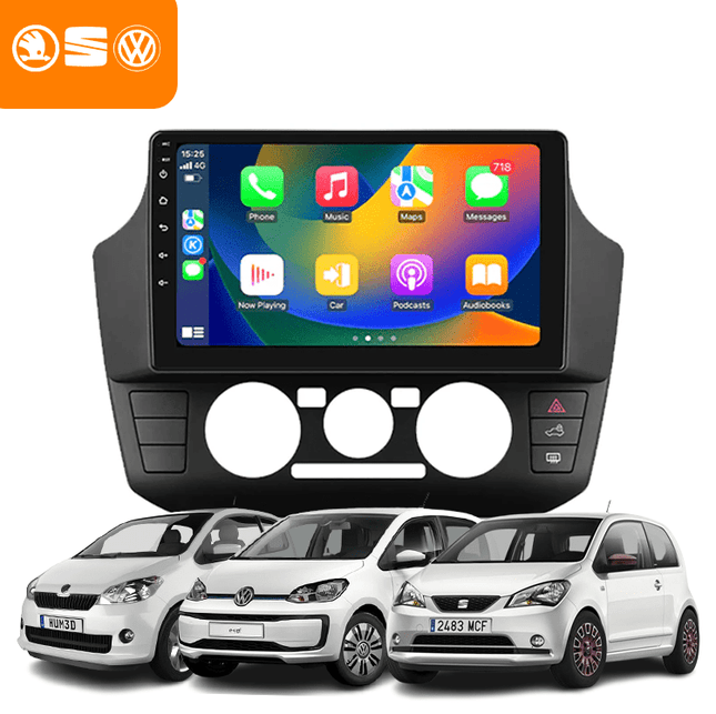 CarPlay & Android Auto Autoradio voor Volkswagen Up, Skoda Citigo en SEAT Mii – GPS Navigatie & Touchscreen – Inbouwen / Inbouwservice / Installatie - VCTparts.nl
